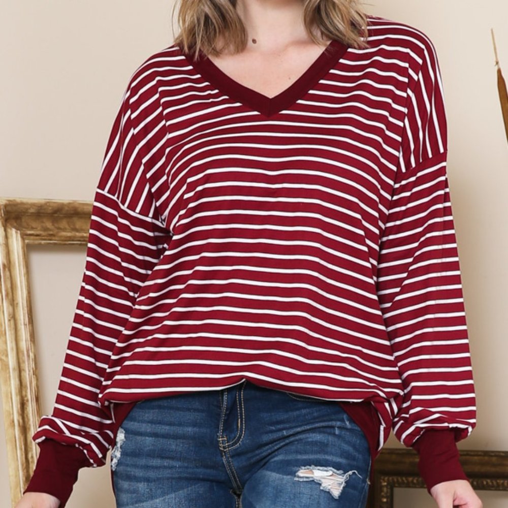 V-NECK STRIPE TUNIC